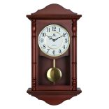 Merion ingás fa falióra, quartz, mahagóni színű tok, fehér arab számos számlap