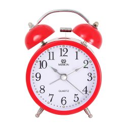   Merion fém ébresztőóra, quartz, piros színű fémtok, fehér arab számos számlap, 3^
