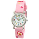 Tiko Time karóra gyerekeknek, quartz, 3D figurás rózsaszín alapon szívecskés szíj