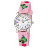 Tiko Time karóra gyerekeknek, quartz, 3D figurás rózsaszín alapon béka figurás szíj