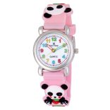 Tiko Time karóra gyerekeknek, quartz, 3D figurás rózsaszín alapon pandamacis szíj
