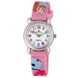 Tiko Time karóra gyerekeknek, quartz, 3D figurás rózsaszín alapon sellőlányos szíj