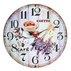   Falióra, MDF, quartz, kerek / kávé és levendula, arab számos számlap