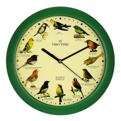  Tiko Time falióra, quartz, zöld színű műanyag tok, madaras számlap, (madárhangos)