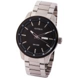 ASTRON 8020-1 sportos férfi karóra, ezüst és fekete színű nemesacél tok, ezüst színű nemesacél csat, fekete számlap, keményített ásványüveg, quartz szerkezet, 50 m (5 ATM) vízállóság