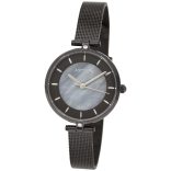 ASTRON 8022-1 női karóra, ékszeróra, fekete színű nemesacél tok, fekete nemesacél csat, gyöngyház színű számlap, keményített ásványüveg, quartz szerkezet, cseppmentes vízállóság
