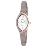 ASTRON 8024-0 női karóra, ékszeróra, bicolor titánium tok, ezüst színű titánium csat, fehér színű számlap, keményített ásványüveg, quartz szerkezet, cseppmentes vízállóság