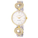 ASTRON 8029-0 női karóra, ékszeróra, bicolor nemesacél tok, bicolor nemesacél csat, fehér számlap, zafír üveg, quartz szerkezet, cseppmentes vízállóság