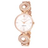 ASTRON 8029-7 női karóra, ékszeróra, rózsaarany színű nemesacél tok, rózsaarany színű nemesacél csat, ezüst színű számlap, zafír üveg, quartz szerkezet, cseppmentes vízállóság