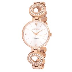   ASTRON 8029-7 női karóra, ékszeróra, rózsaarany színű nemesacél tok, rózsaarany színű nemesacél csat, ezüst színű számlap, zafír üveg, quartz szerkezet, cseppmentes vízállóság