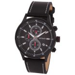 ASTRON 8030-1 sportos férfi karóra, chronograph, fekete színű nemesacél tok, fekete bőrszíj, fekete számlap, keményített ásványüveg, quartz szerkezet, 100 m (10 ATM) vízállóság