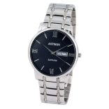 ASTRON 8036-1 férfi karóra, ezüst színű nemesacél tok, ezüst színű nemesacél csat, fekete számlap, zafírüveg, quartz szerkezet, cseppmentes vízállóság