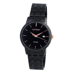   ASTRON 8045-1 férfi karóra, fekete színű nemesacél tok, fekete színű nemesacél csat, fekete számlap, keményített ásványüveg, quartz szerkezet, 50 m (5 ATM) vízállóság