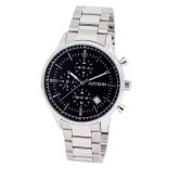 ASTRON 8049-1 férfi karóra, ezüst színű nemesacél tok és csat, fekete számlap, keményített ásványüveg, multifunkciós, quartz szerkezet, 50 m (5 ATM) vízállóság