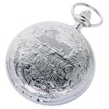 Astron férfi zsebóra, quartz, ezüst színű tok (vonatos), arab számos fehér számlap